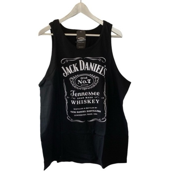 Jack Daniels Whisky Tank Top Bikercore Black & White Cotton Sleeveless Licensed - Picture 9 of 9